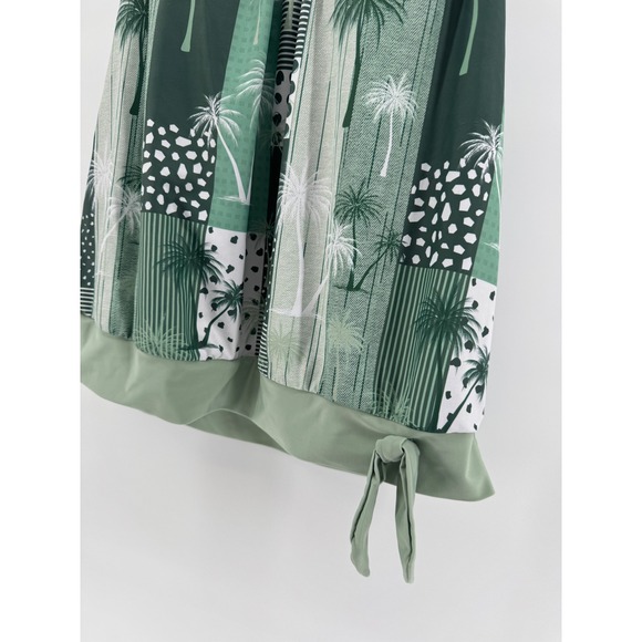 Womens Tropical 2 piece Palm Tree Tankini Swim Green Beach Resort LARGE - Picture 3 of 8